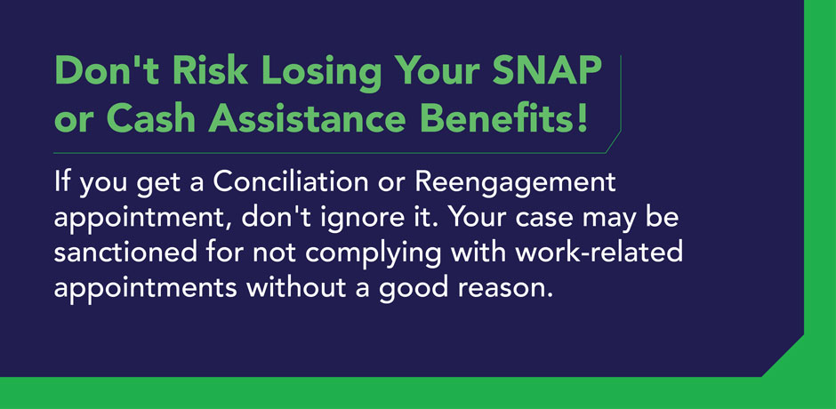 NYCHRA's tweet image. Don't ignore a Conciliation or Reengagement appointment. These appointments are vital —stay eligible.