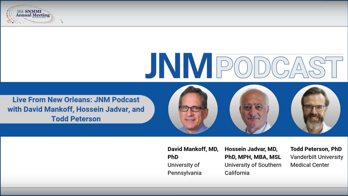 JournalofNucMed's tweet image. SNMMI Annual Meeting Flashback: JNM Podcast guests David Mankoff, Hossein Jadvar, and Todd Peterson answer the question: &quot;Can society-based journals compete with corporate-based publications?” ow.ly/Oetq50Wocuo 

#NuclearMedicine #MolecularImaging #SNMMI25