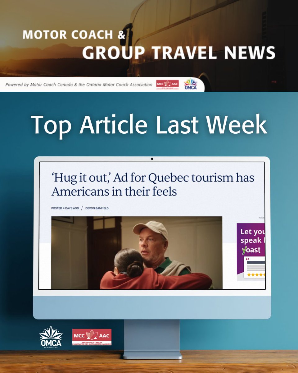 Last week's most-read article features a unique and creative ad from Tourism Eastern Townships showing their love and support for our American neighbours.  Read this article and more in the latest Motor Coach and Group Travel News: omca.com/subscribe/ 
#NewsdayTuesday