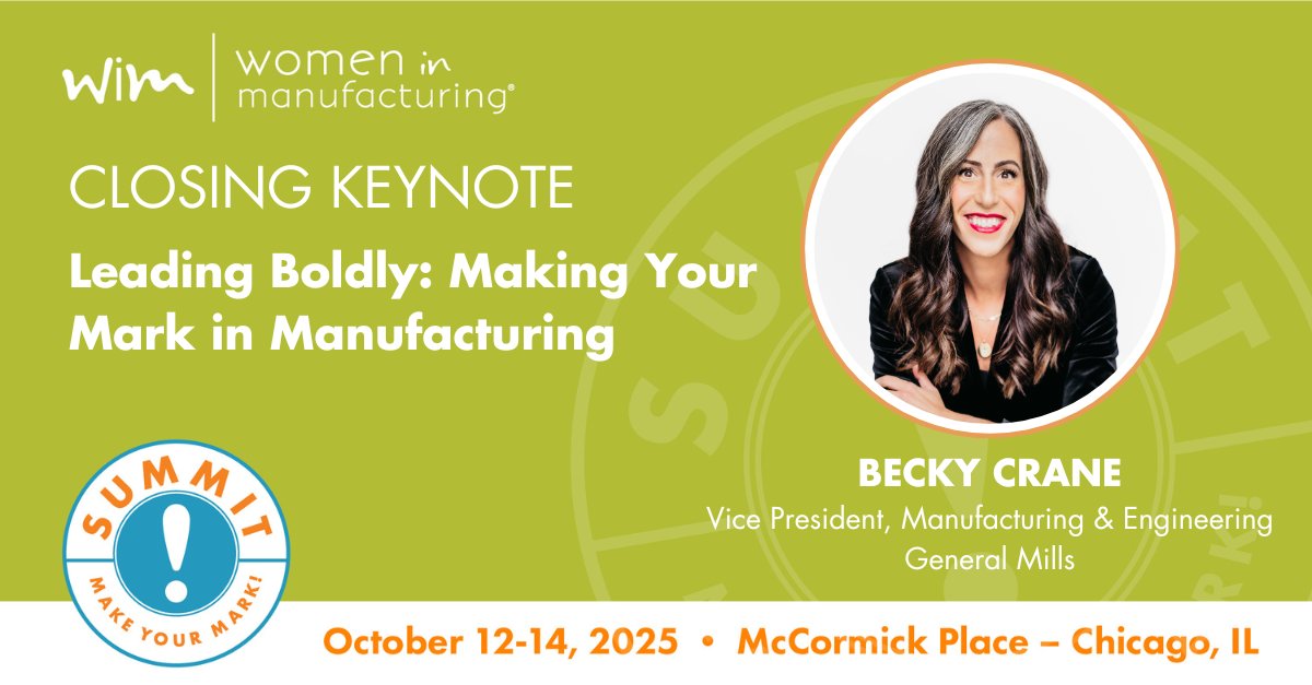 SUMMIT Speaker Spotlight: Becky Crane, VP at <a href="/General/">Jason Wilhelm</a> Mills, shares her 20-year global journey in #manufacturing —leading bold strategies &amp; inclusive teams. Don’t miss her keynote at WiM SUMMIT! 

LAST DAY for early bird pricing. ow.ly/S4FU50WpxvB

#WiMSUMMIT #MakeYourMark