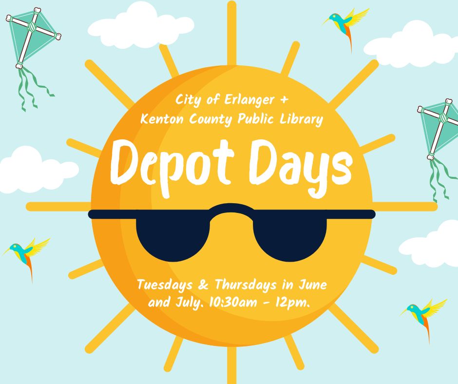 😎 Depot Day TODAY, 10:30am-12pm. Theme: Fire Department Day. Lunch will be provided by the Erlanger/Elsmere food truck “Patty” for those under 18, while supplies last. Adults may purchase lunch for a minimal fee. buff.ly/txg8qpb #erlangerevents