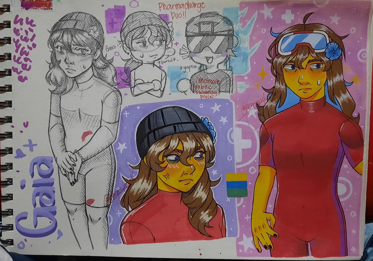 mrgiosketch's tweet image. Posting trad art Gaia summer fit before I disappear for another 45.6 billion years bc of exam #dummiesvsnoobs