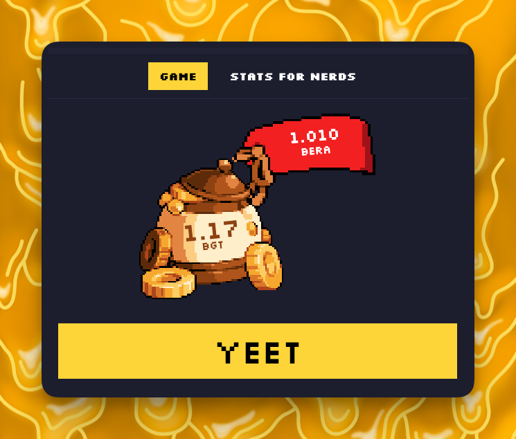 Big week for Yeetards: the Yeet BGT Auction launches this week 🏆 

Here is a tutorial on how to play: 
1) Yeet some BERA before anyone else does 
2) Farm BGT 
3) Spend winnings on cookers and hoke  

Docs are now live docs.yeetit.xyz/yeet/yeet-bgt-…