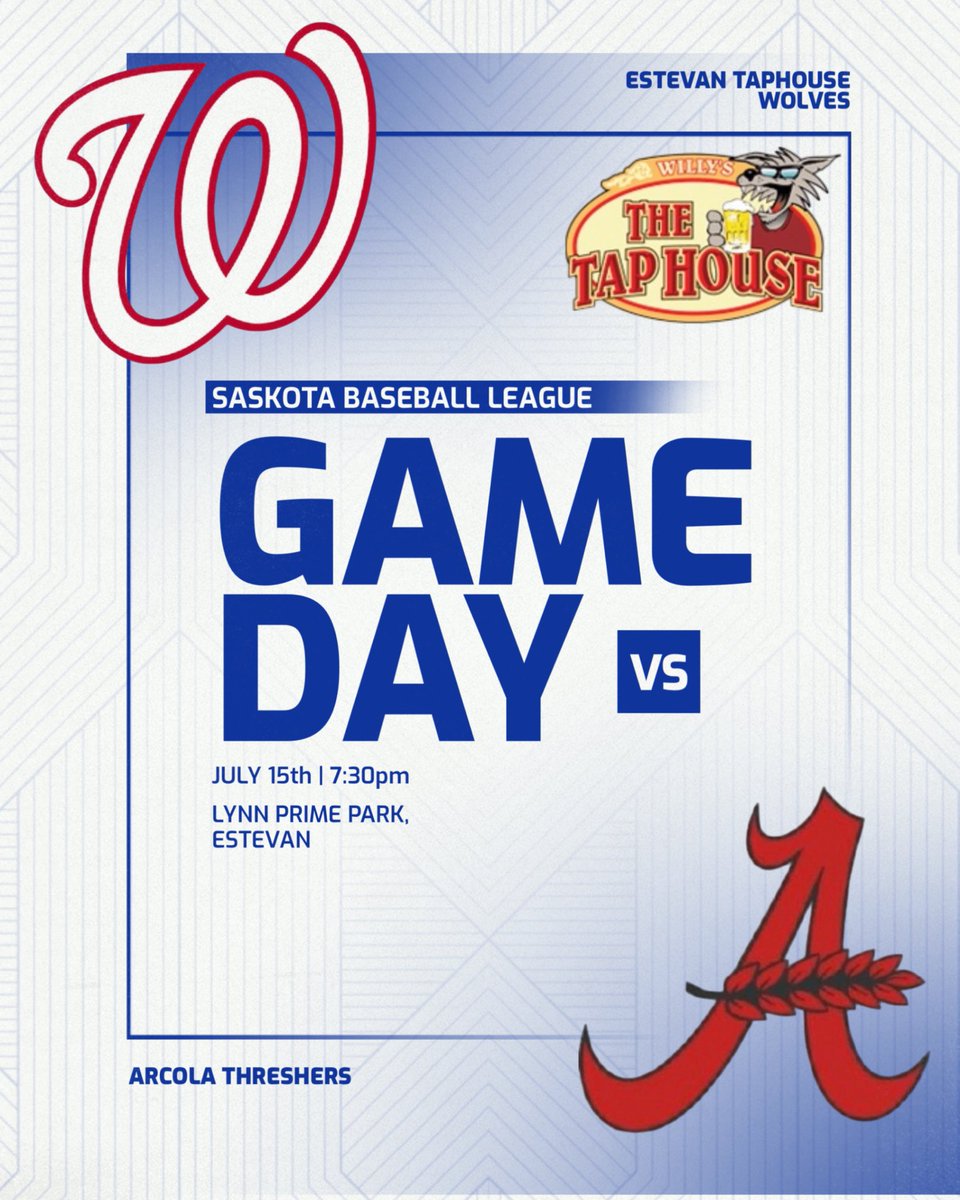 GAME 1️⃣2️⃣

Final home game of the season!

⚾️ <a href="/ArcolaThreshers/">Arcola Threshers</a> vs Wolves
🏟️ Lynn Prime Park, Estevan
⌚️7:30pm

🎥 🗣️ “JUST a bit outside.” - Harry Doyle, Major League

#Saskota | <a href="/willystaphouse/">Spirits & Sports</a>