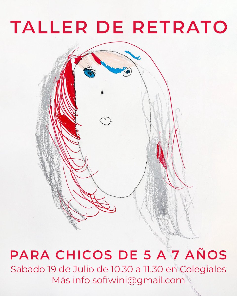 sofiwini's tweet image. A pedido del público: segunda edición del Taller de retrato para chicos de 5 a 7 años.
Este sábado 19 de julio de 10.30 a 11.30hs en Colegiales. Más info: Sofiwini@gmail.com