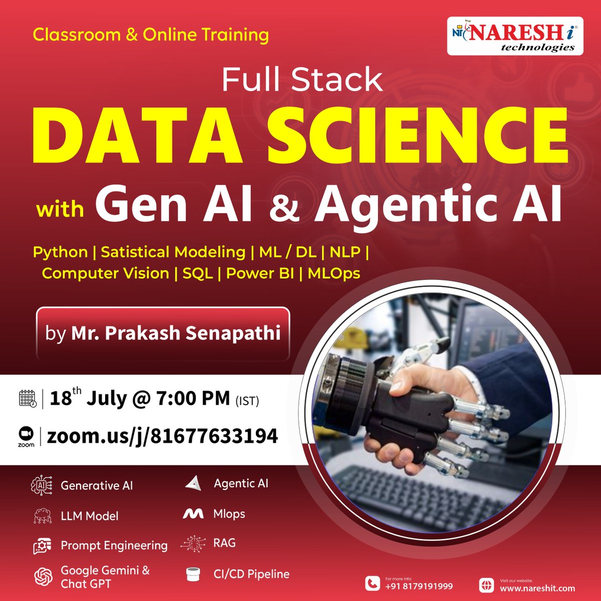 srirame66941586's tweet image. 📊Learn it all: Data Analysis → Machine Learning → AI Deployment

Join Full Stack Data Science &amp;amp; AI with Mr. Prakash Senapathi

📅Starts 18th July | 🕖7:00 PM IST
🔗 tr.ee/4DF2gi

#DataScienceTraining #AIWithPython #FullStackAI #NareshIT #MachineLearning #FreeDemo