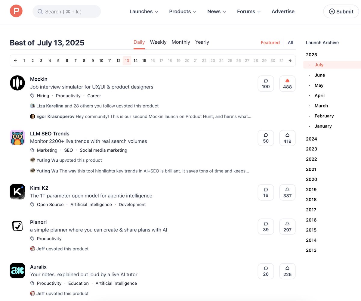 lipkovskiy's tweet photo. 10 years on Product Hunt
4 launches
3 products
1 Product of the Day 🏆

More to come.

@ProductHunt https://t.co/5qGymu86Fq