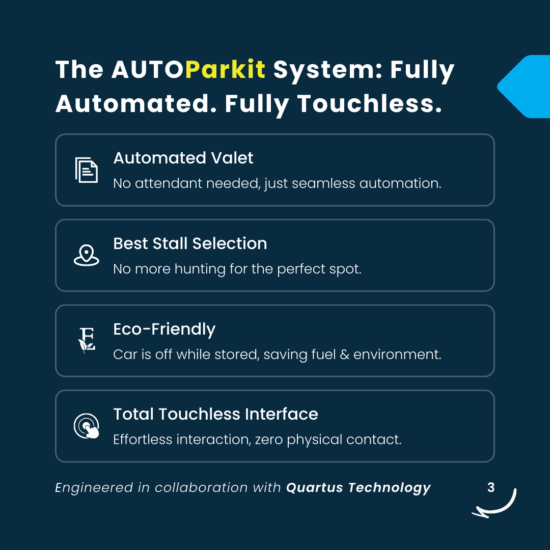 quartustechhq's tweet image. Say goodbye to parking hassles with AUTOParkit – smart, touchless, and eco-friendly, powered by Quartus Technology. 🚗
Enjoy faster parking, real-time EV tracking, and total peace of mind. 📲✨
#AUTOParkit #SmartParking #QuartusTechnology #TouchlessExperience #EVReady