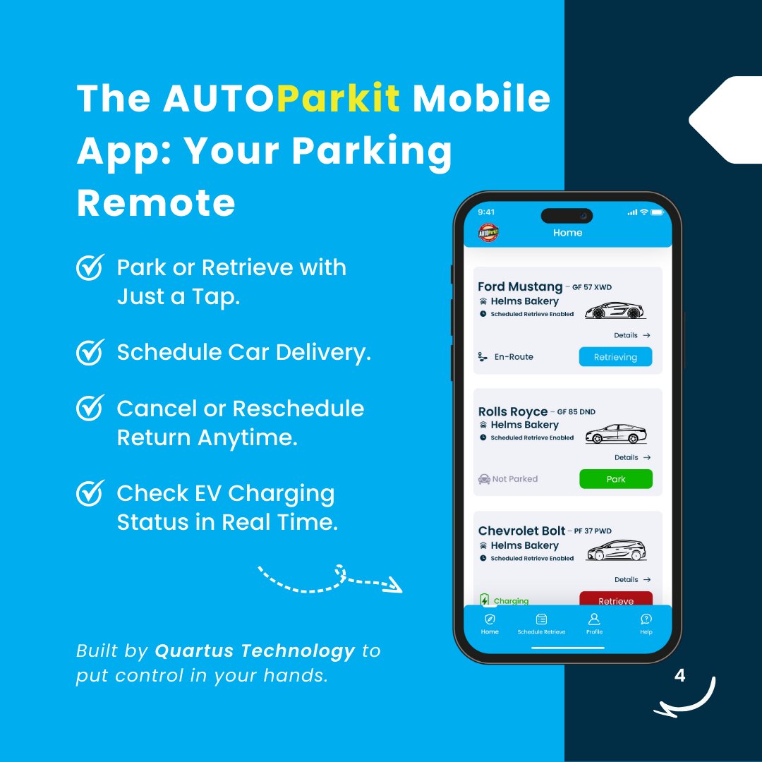 quartustechhq's tweet image. Say goodbye to parking hassles with AUTOParkit – smart, touchless, and eco-friendly, powered by Quartus Technology. 🚗
Enjoy faster parking, real-time EV tracking, and total peace of mind. 📲✨
#AUTOParkit #SmartParking #QuartusTechnology #TouchlessExperience #EVReady