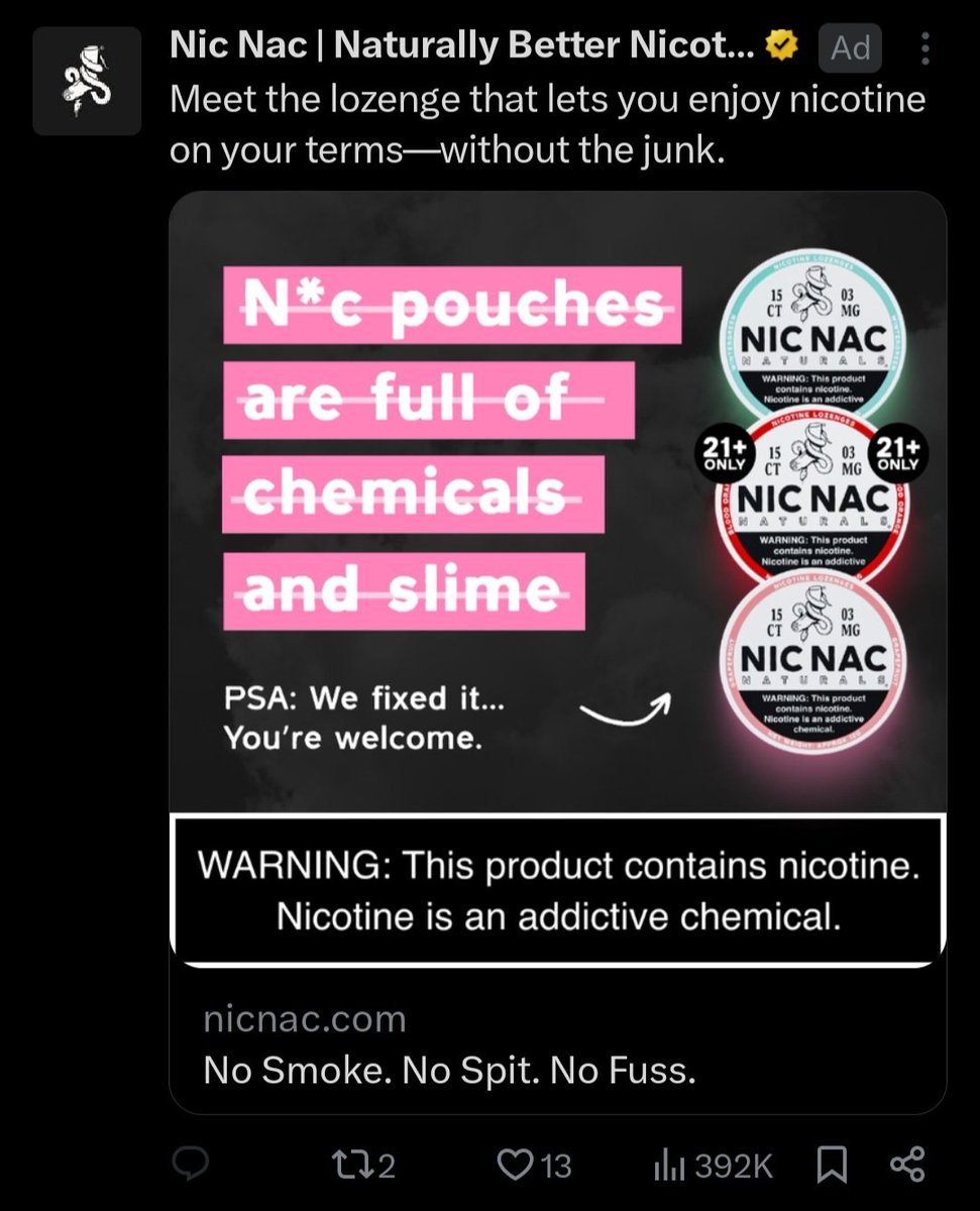 danvs_silly_guy's tweet image. This is fucking disgusting. No, pouches are not a "good alternative to dip" just as vapes aren't a good alternative to cigarettes. Also what do you mean you removed the chemicals and slime? The fuck you didn't! They're POUCHES. That's the POINT!