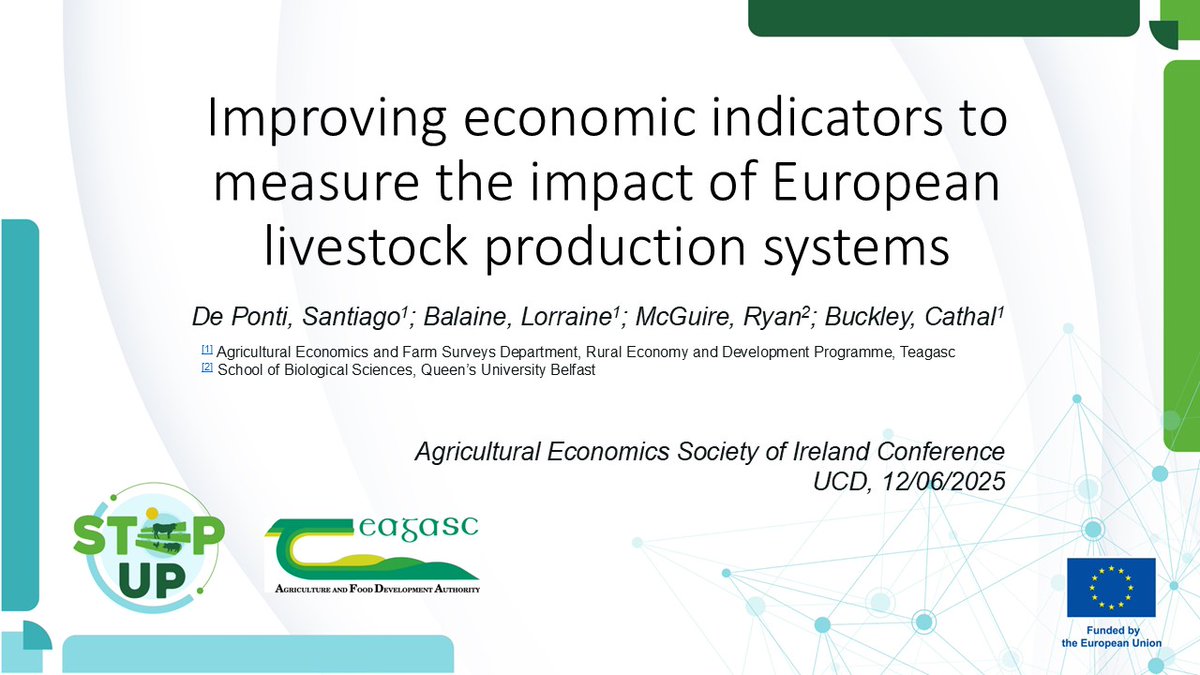 📢 Santiago De Ponti (Teagasc), represented STEP UP at the 𝐀𝐠𝐫𝐢𝐜𝐮𝐥𝐭𝐮𝐫𝐚𝐥 𝐄𝐜𝐨𝐧𝐨𝐦𝐢𝐜𝐬 𝐒𝐨𝐜𝐢𝐞𝐭𝐲 𝐨𝐟 𝐈𝐫𝐞𝐥𝐚𝐧𝐝 𝐂𝐨𝐧𝐟𝐞𝐫𝐞𝐧𝐜𝐞.

We continue our research, so follow us to stay up to date with the latest results! 🔗 horizon-stepup.eu