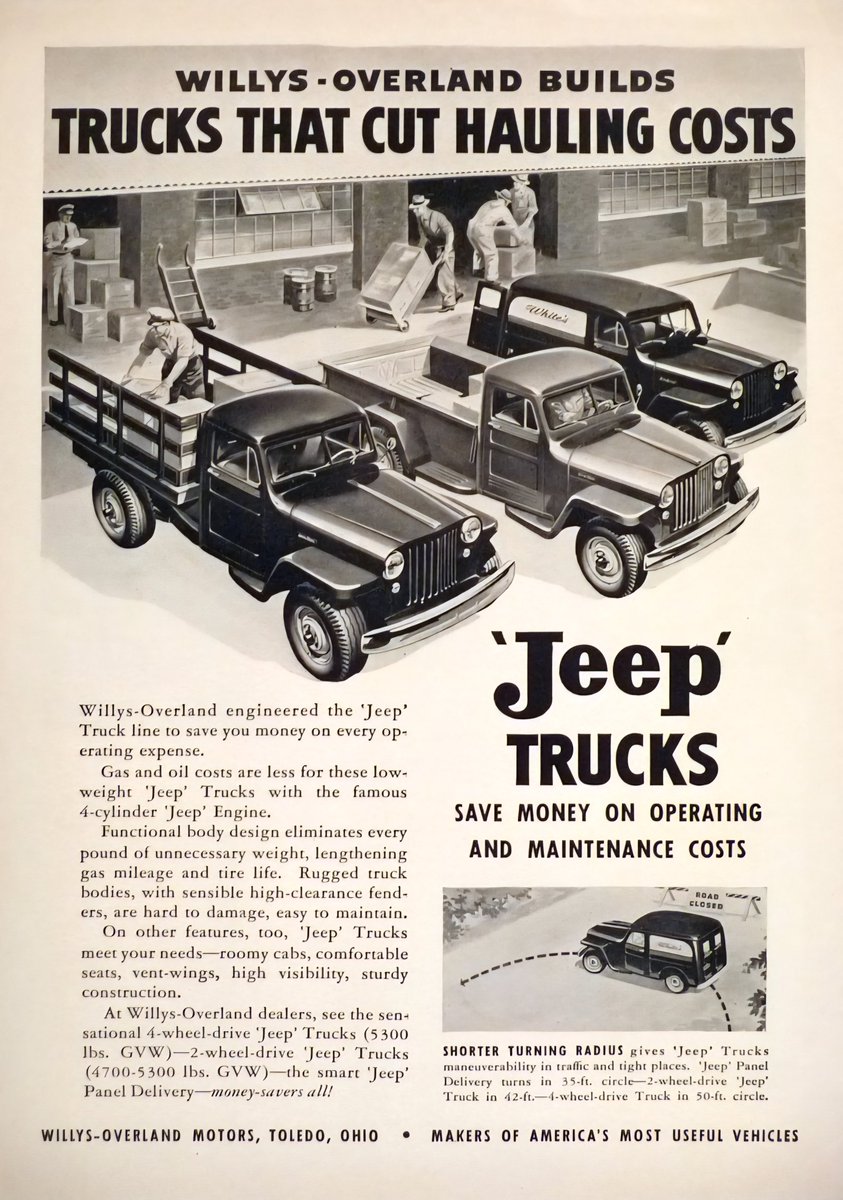Legendary1941's tweet image. Trucks that cut hauling costs, circa 1949! Happy Tuesday!
...................
#dailyjeeps #tuesday #tuesdayvibes #tuesdaymood #legendary1941 #jeep #jeeplife #farm #farmlife #farmjeep #army #WWII #military #war #willys #vintage #legends
