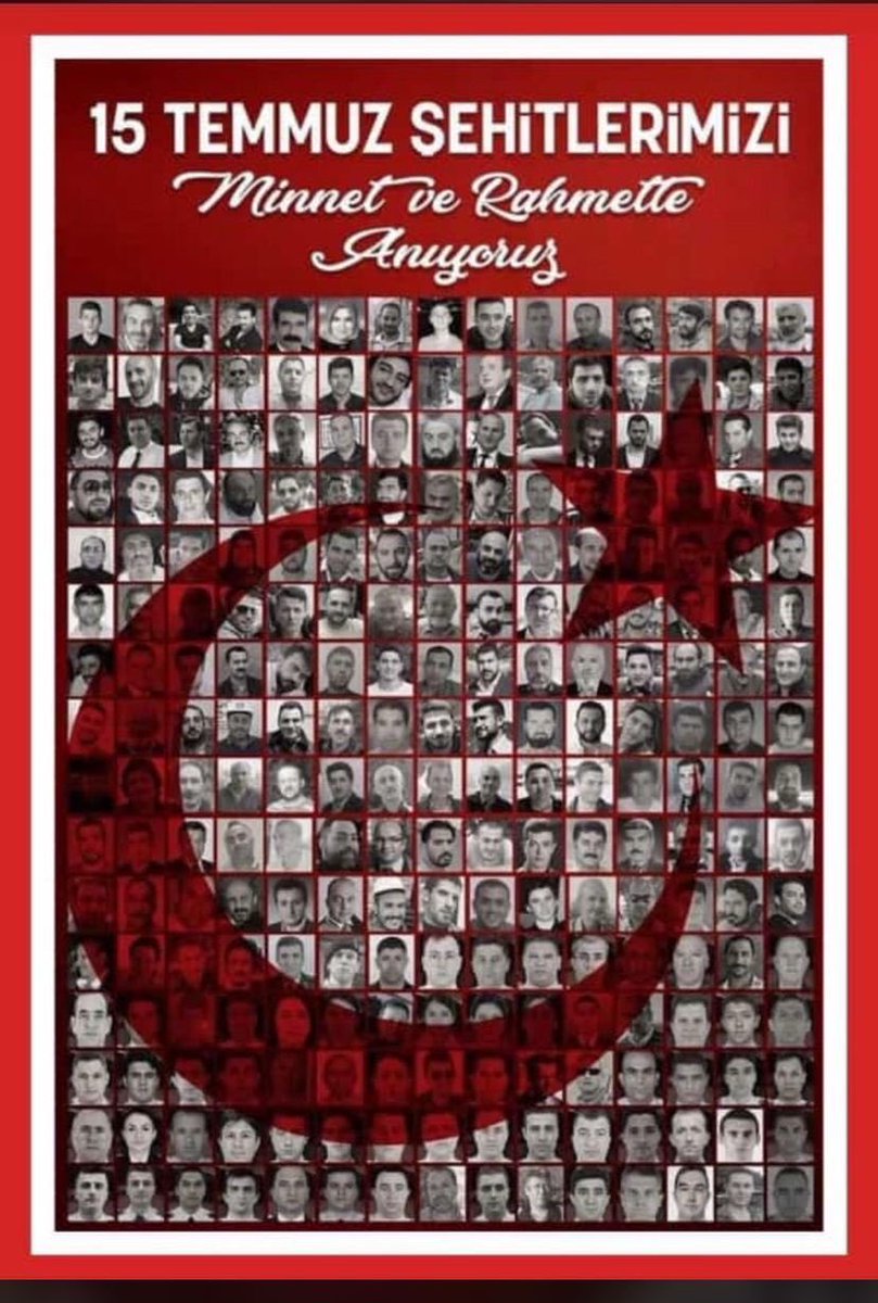 15 Temmuz Demokrasi ve Milli Birlik Günümüz kutlu olsun. Vatan uğruna canını feda eden tüm şehit ve gazilerimizi rahmet, şükran ve minnetle yâd ediyorum. Rabbim hainleri kahretsin. Devletimiz ve milletimiz ilelebet var olsun…🇹🇷🇹🇷🇹🇷