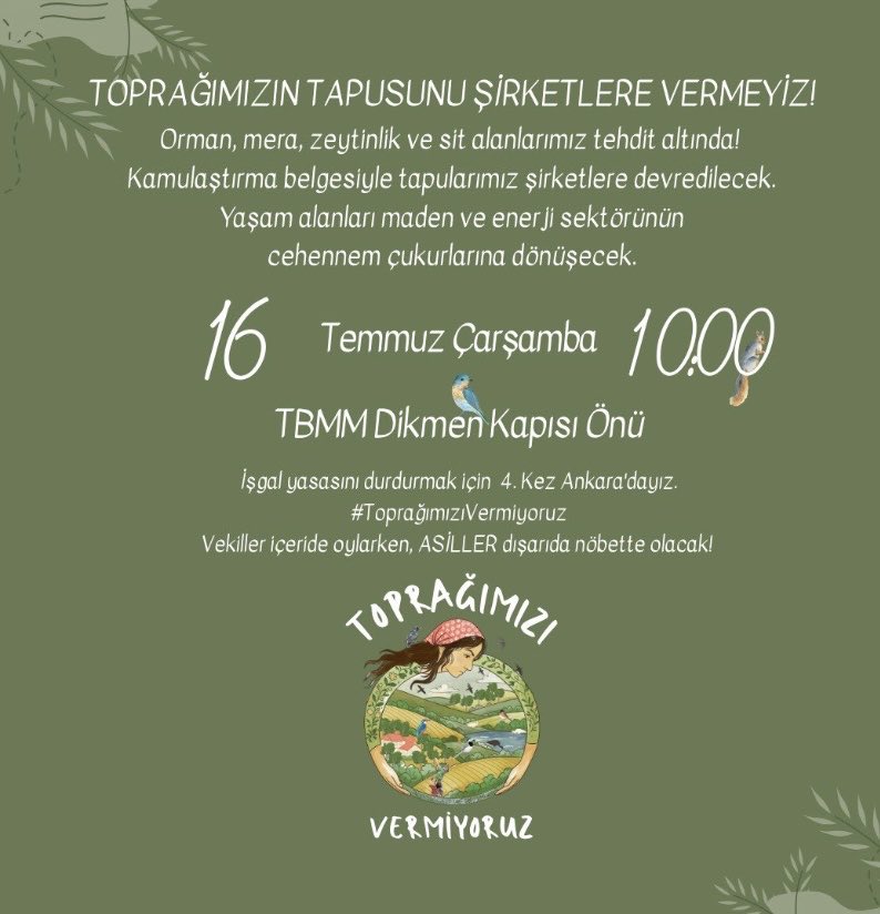 Toplumsal barış; Doğaya olan saldırılarında durdurulmasıdır. Toprak ile ağaç ile su ile de barışılması ve tarih, kültür miraslarının korunmasıdır.