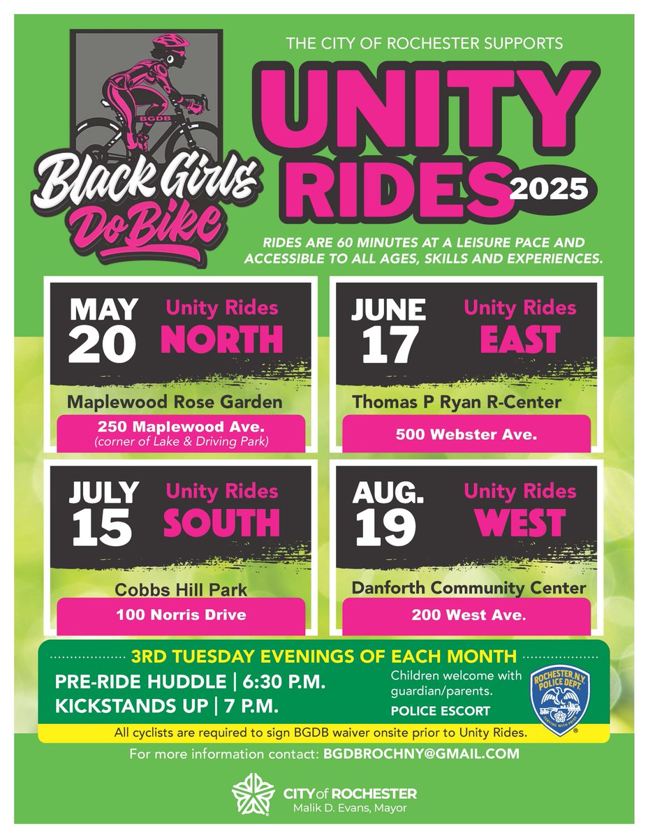 ROCcycling's tweet image. This month&apos;s Unity Ride is tonight!