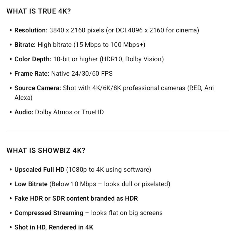 DMIndiaCRSIAW's tweet photo. True 4K 
vs 
Fake ShowBiz 4K

Comparison &amp; Checking Methods 

NOT All GLITTERS ARE GOLD &amp; VALUABLES 

#UltraHD  
#True4K  
#VideoQuality 
#4KContent  
#HDVs4K  
#MediaQuality  
#4KStreaming  
#VideoResolution  
#TrueVsFake4K  
#EntertainmentQuality  
#DigitalContent https://t.co/roZP2f5i0W