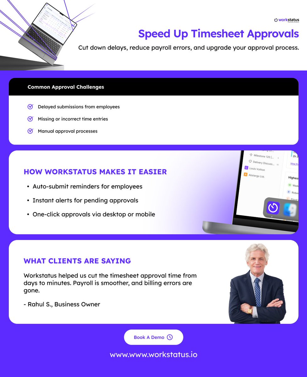 workstatusapp's tweet image. ⏳ Still chasing timesheets?

Switch to Workstatus:
✅ Auto-reminders
✅ 1-click approvals
✅ Zero payroll errors

📘 Learn more: workstatus.io/blog/time-atte…

🎯 Book demo: calendly.com/workstatus/dem…

#Workstatus #HRTech #TimesheetAutomation #AshGrover