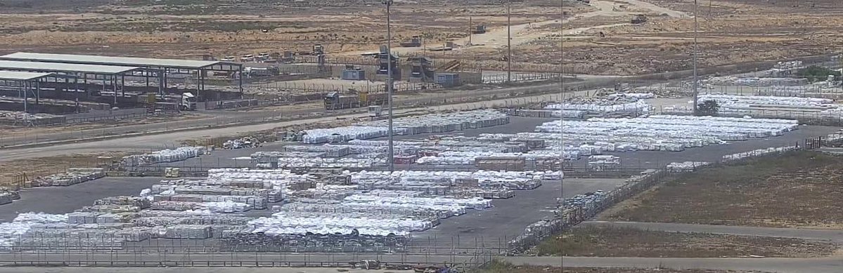 cogatonline's tweet image. This photo was taken today.
Right now, there are thousands of pallets of humanitarian aid already inside Gaza, waiting to be picked up and distributed from the crossings by UN agencies and international organizations.
Instead of publishing statements about "Gaza needing more…