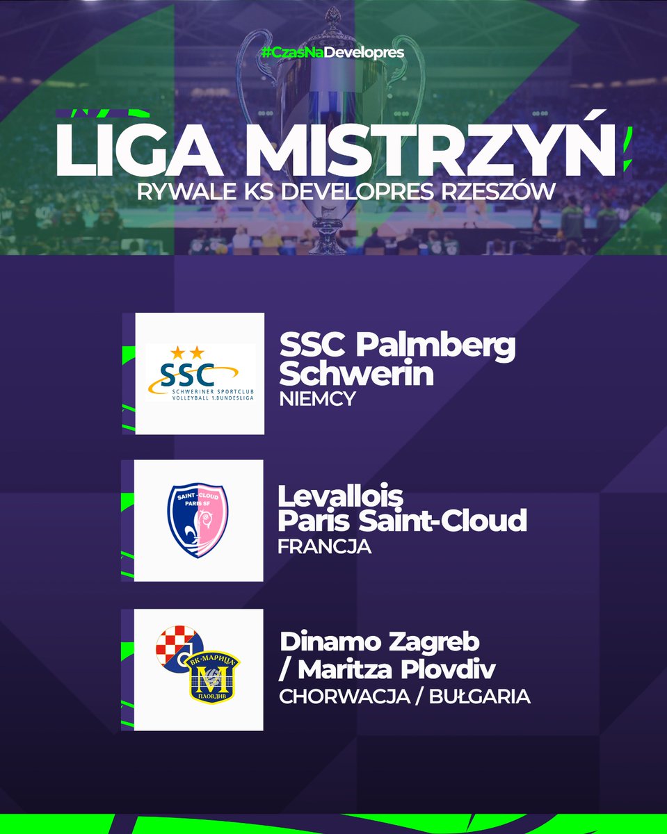 KSDevelopres's tweet image. Już znamy nasze rywalki w fazie grupowej #CLVolleyW 2026! 🔥
Zmierzymy się z:
🔹@PalmbergSsc
🔹@lesmariannes75
🔹zwycięzca 3. rundy CLVW 09/10
Jak obstawiacie, które miejsce zajmiemy w grupie? 🏐💪
#CEVChampionsLeague #LigaMistrzyń #TeamDevelopres