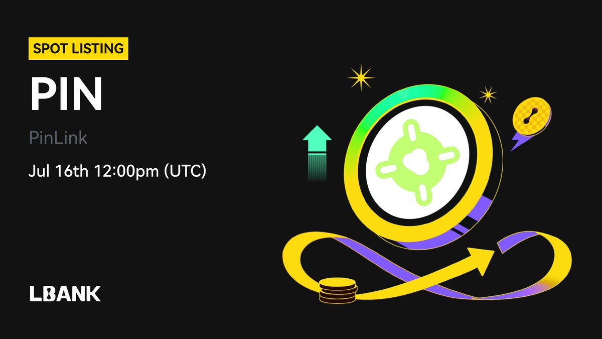 🌈 New #listing 🌟 $PIN (PinLink) will be listed on LBank! @PinLinkAi  PinLink is pioneering the tokenization of real-world infrastructure.  Starting with crypto mining, and expanding into AI compute, validator  nodes, and