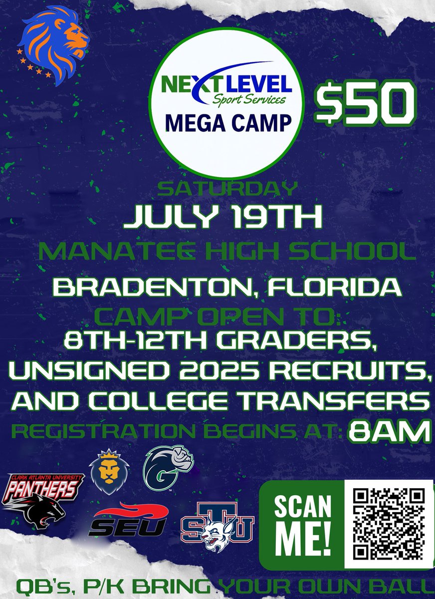 NextLvlSports1's tweet photo. Showcase Your Skills This Saturday At Manatee High School in Bradenton
Sign Up:
https://t.co/Ktn4F0JiNB https://t.co/qbbxRPTWzB
