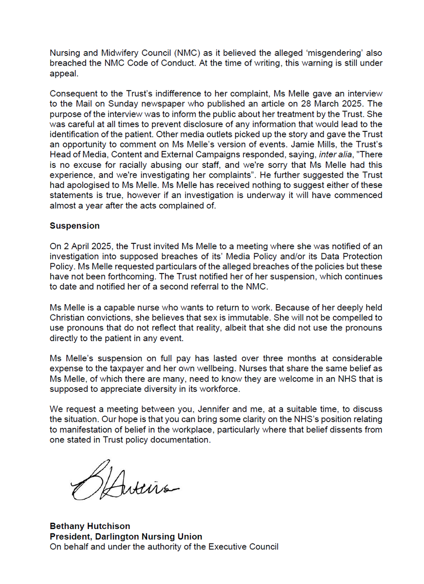 DarlingtonUnion's tweet image. The Darlington Nursing Union has written to
@wesstreeting urging him to urgently intervene in the case of NHS nurse, Jennifer Melle
Jennifer was assaulted, repeatedly called the N word, investigated, disciplined and referred to the Nursing and Midwifery Council for indirectly…