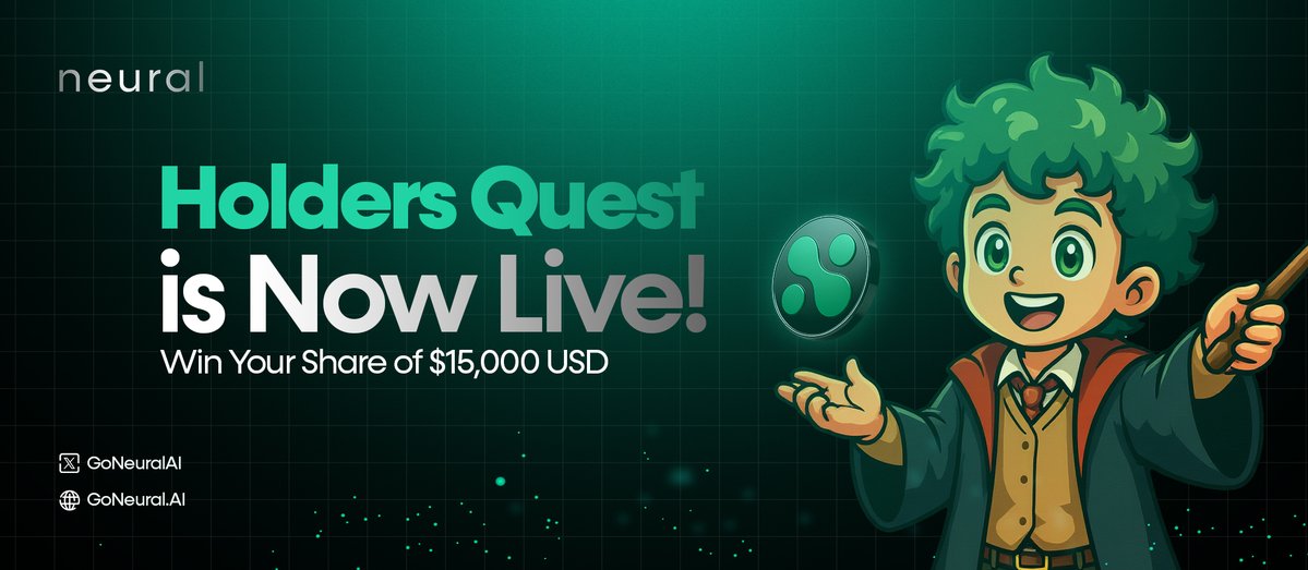 🎯 Holders Quest is NOW LIVE!

We want to reward holders who showed up every day with loyalty and belief in what we’re building

If you’re holding, here’s what you can unlock:
💎 Hold $NEURAL to complete
⚡️ Claim exclusive XP
📈 Climb the leaderboard

You’re either in or you’re