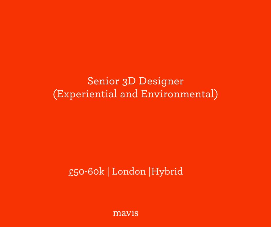 hellomavis_'s tweet image. 🌟 We’re hiring: Experiential Environmental Senior 3D Designer🌟 
Design immersive brand worlds, events &amp;amp; installations.
🎨 Concept-led
🌱 Sustainability-minded
📍 London Hybrid
🔗 Apply: hellomavis.com/job/experienti…
#3DDesign #ExperientialDesign #DesignJobs #LondonJobs #Senior3Djobs