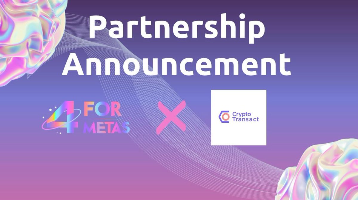 Defi_Eagle's tweet image. 📣 @4metas is now officially in a partnership with @CryptoTransact_.
📲 #CryptoTransact is a comprehensive crypto-payment solution that allows merchants, content creators, NFT platforms, and gaming studios to easily accept digital currencies.
Through a seamless integration of a…