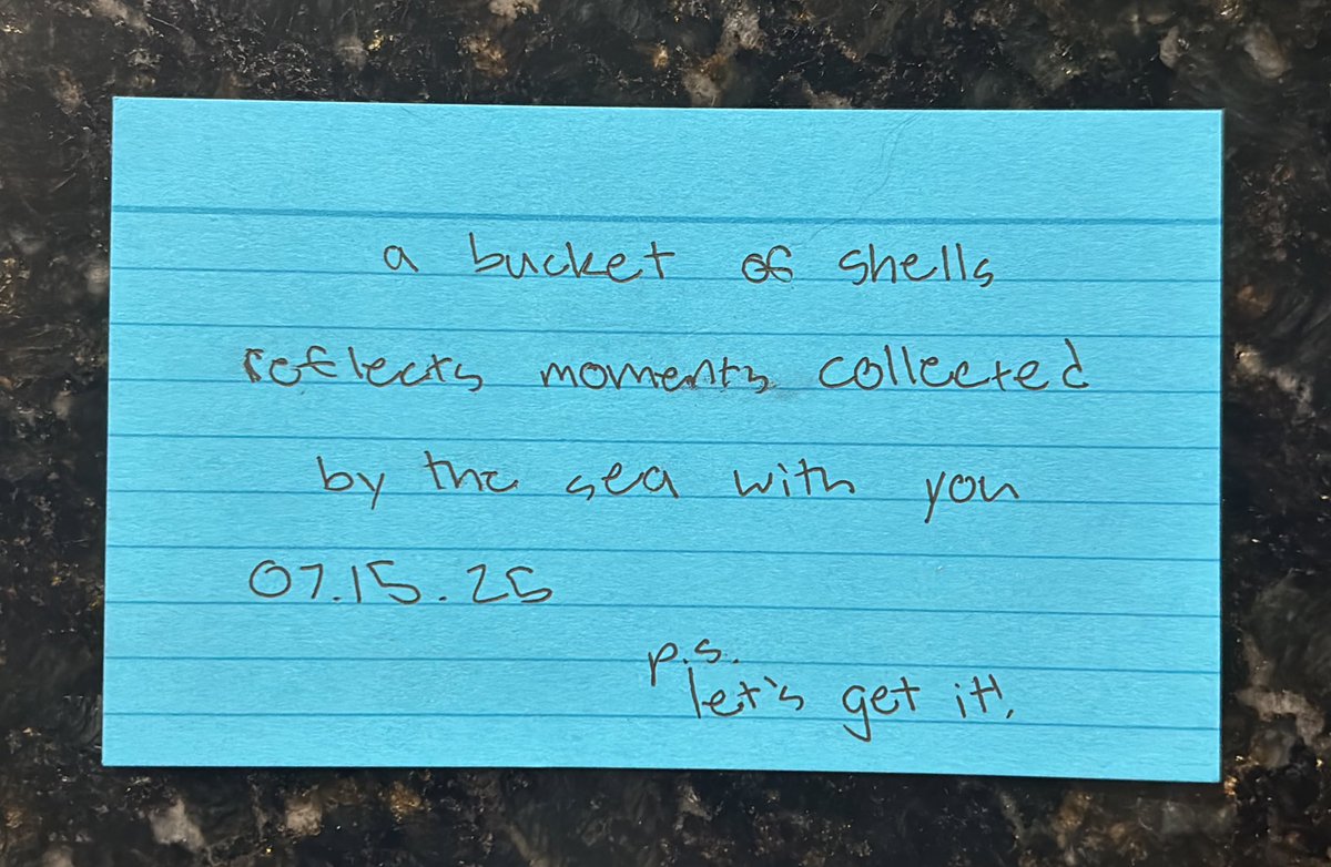 Write a haiku for my fiancée each morning before work, and I apparently did good today 🐚🫧🩵