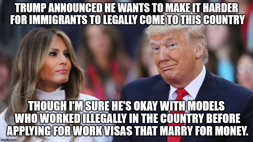 MAGAts think Trump &amp; Melania's marriage is inspirational.  Why?

Melania comes here illegally, marries a pedophile sugar daddy, has his baby, lives a life of luxury, and contributes nothing of value to society.
#TrumpPedoFiles #TrumpIsUnfitForOffice #TrumpEpsteinCoverup