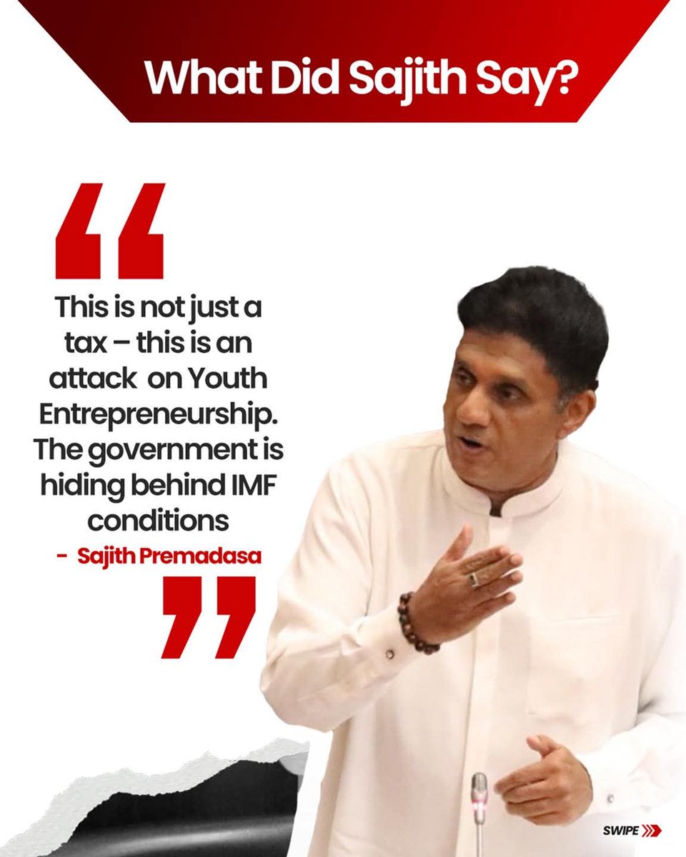 sjb_tweets's tweet photo. Sri Lanka’s 18% VAT on digital services is crushing innovation and growth. It’s time to rethink how we tax the future. #StopDigitalTax 🗣️
2/3 https://t.co/tUyJNu6efc