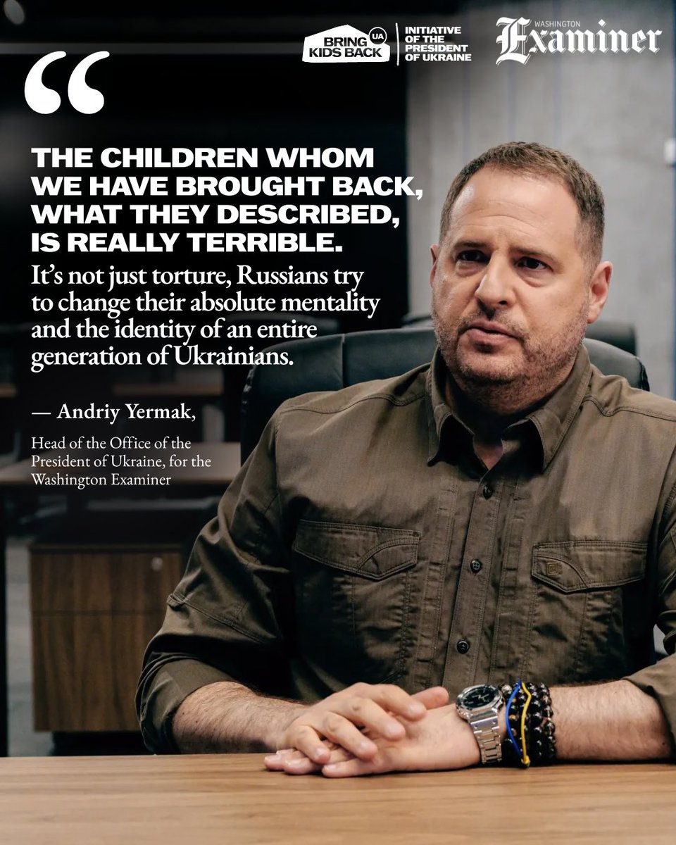 BringKidsBackUA's tweet image. 📰 @AndriyYermak about 🇺🇦 kids abducted by 🇷🇺 for @dcexaminer.
Read article: washingtonexaminer.com/news/world/346…
#BringKidsBack