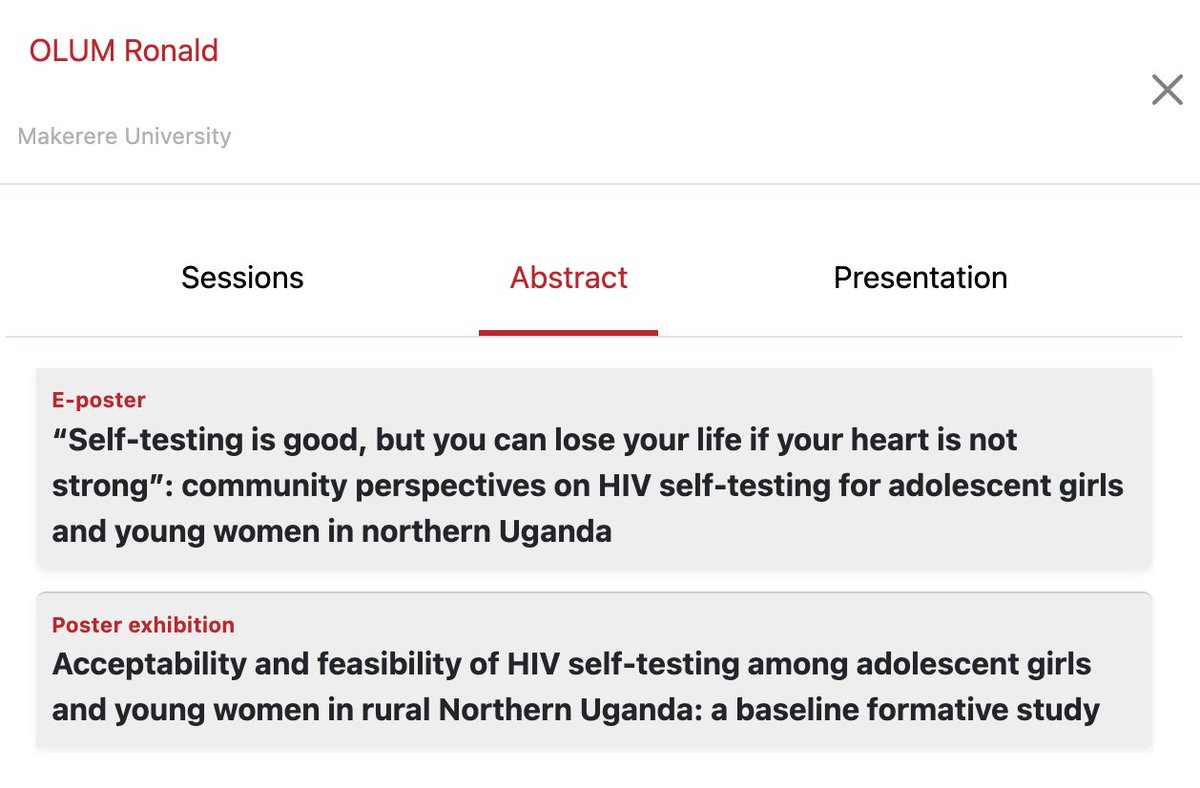 IAmTheOlum's tweet photo. Presented baseline findings from our ongoing @GileadSciences RSP-supported HIV self-testing study for young women in Northern Uganda at #IAS2025 in Kigali. Thanks to my mentors in the study, Prof. Philippa Musoke (@mujhu_care_ltd) and Prof. @elvingeng, who are both present here. https://t.co/rEWnJh65ZW