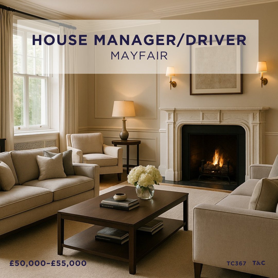 tandcstaff's tweet image. A prestigious household in Mayfair is seeking a full-time House Manager/Driver to join their team.
#housemanager #London #Mayfair #recruitmentinstagram #fulltime #driver