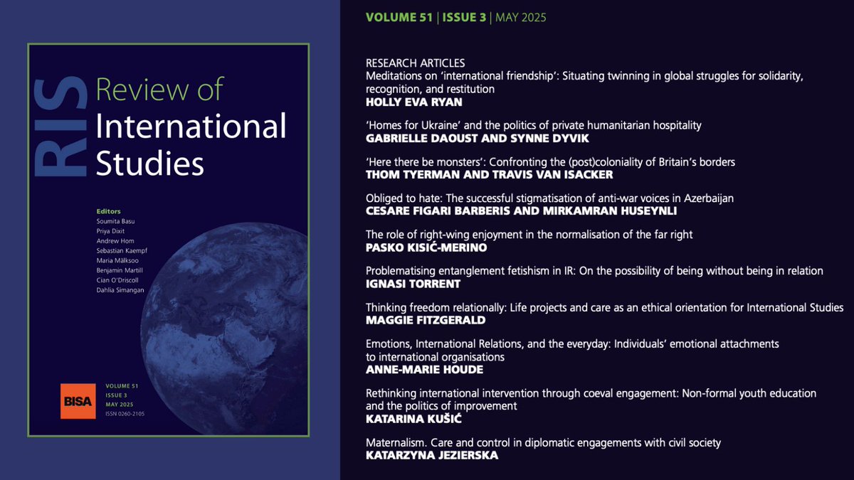 RISjnl's tweet image. 🎉 Vol 51(3) is out!🎉
This issue includes TEN research articles on topics like emotions, right-wing enjoyment, and mediation in international friendship. The articles are all free to read this month, so be sure to take a look and enjoy 👇
📚Read Here ➡️ buff.ly/OSuztti