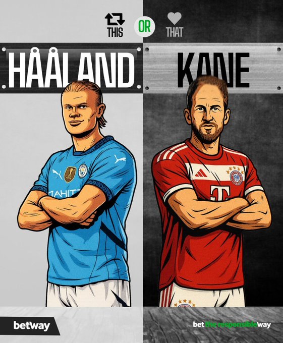 Haaland 🆚 Kane

Let’s settle this debate once and for all.

🔁 Retweet for Erling Haaland
💚 Like for Harry Kane

  #BetwaySquad