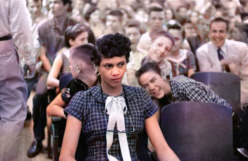 AfricanArchives's tweet image. Dorothy Counts being jeered and taunted by her white peers. She was one of 4 Black students to integrate Charlotte, NC schools in 1957. Due to violence from white students, she left the school 4 days later.