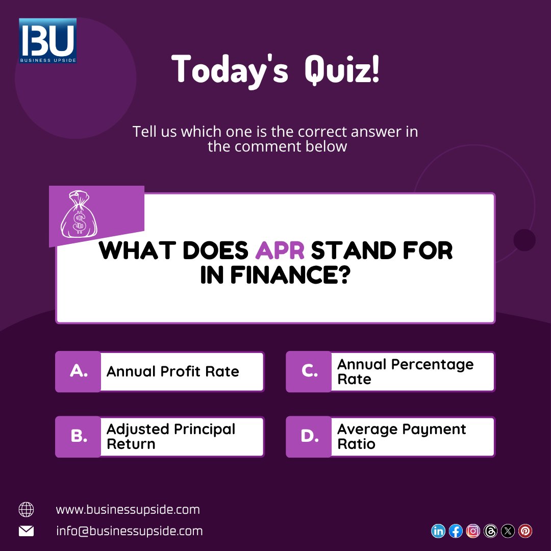BusinessUpside1's tweet image. &quot;What is APR in Finance? Understand Annual Percentage Rate Easily!&quot;
.
For more such informative content, keep your eyes on Business Upside✨
.
#WhatIsAPR #AnnualPercentageRate #FinanceBasics #PersonalFinanceTips #LoanEducation #CreditCardTips #APRExplained #FinancialLiteracy