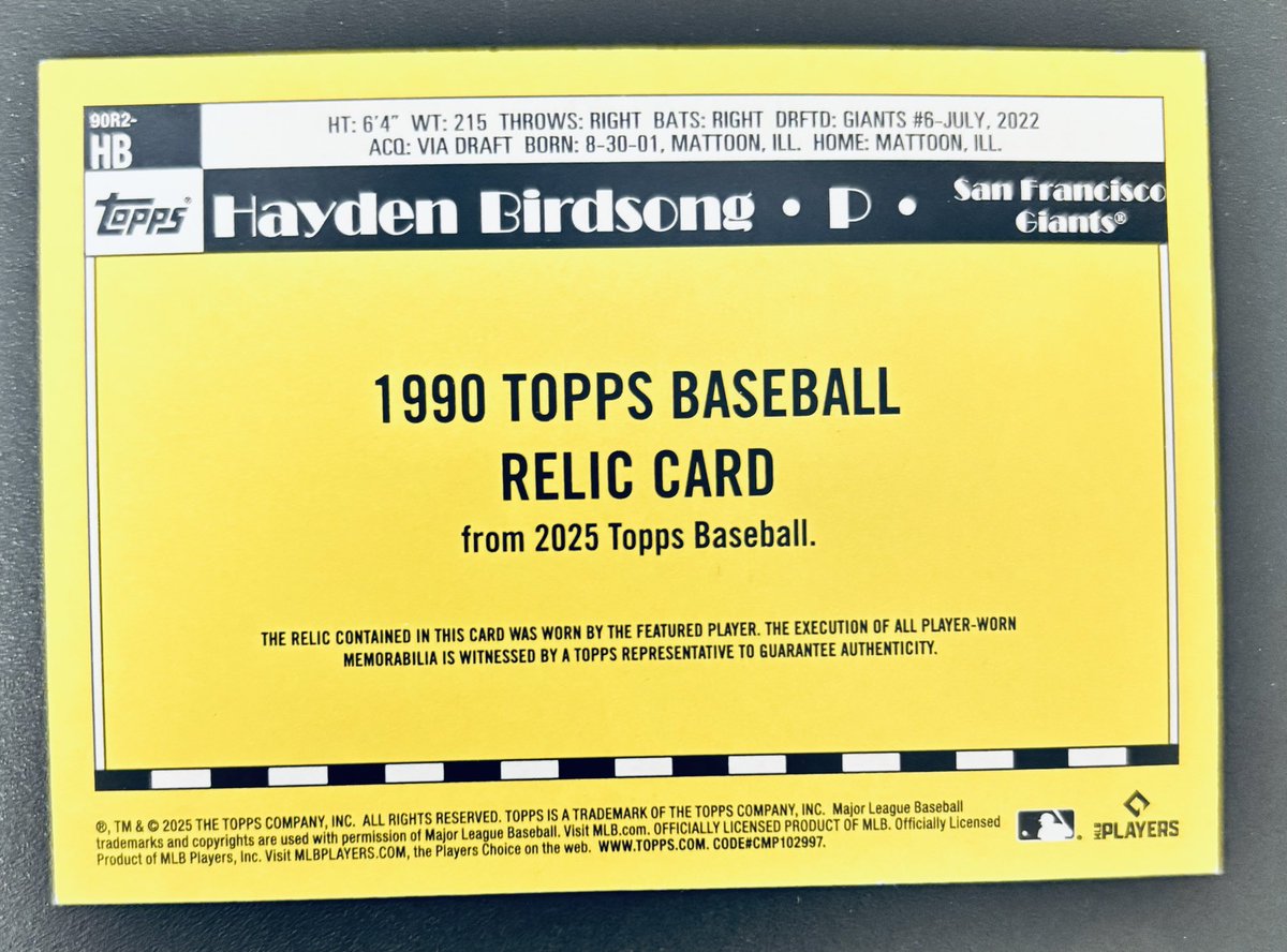 KingOfTheSea113's tweet image. Freshly pulled Hayden Birdsong Patch /50
No direct comps, rainbow foil went for $13 and /25 went for $65
Thinking somewhere in the middle, could do $25 shipped