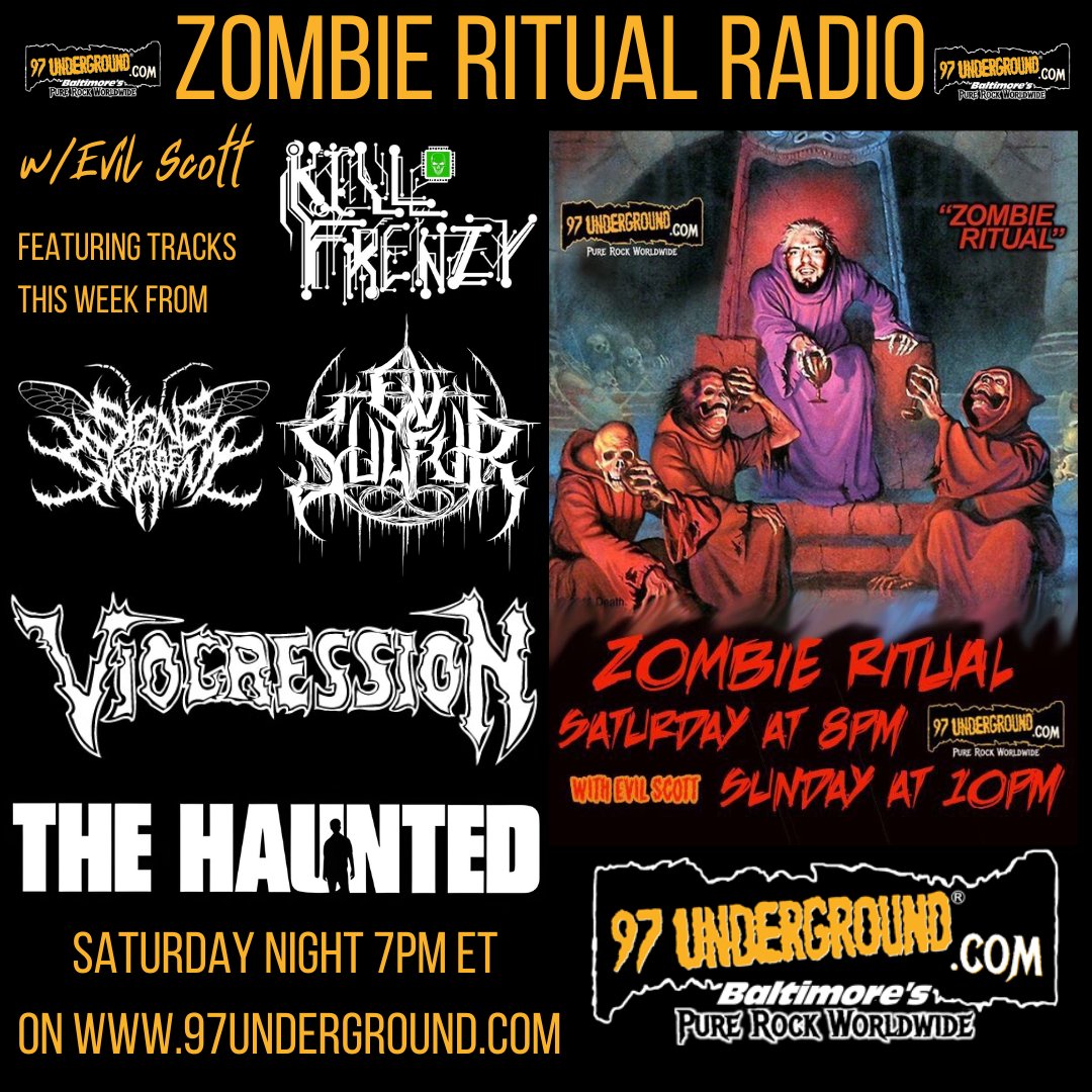 Evil Scott is back in action #saturday 7pm ET #USA on <a href="/97underground/">97Underground.com</a> w/#newmusic2025 from <a href="/killfrenzyband/">kill Frenzy</a> <a href="/thehauntedrocks/">The Haunted</a> <a href="/biohazardDFL/">BIOHAZARD</a> <a href="/signsoftheswarm/">Signs of the Swarm</a> <a href="/ovsulfur/">Ov Sulfur</a> &amp; much more! <a href="/ClawHammerPR/">ClawHammer PR</a> <a href="/Skateboardmkt/">Skateboard Marketing Ltd.</a> <a href="/Metalcontraband/">Metal Contraband</a> <a href="/ITHERETWEETER1/">theretweeter</a> <a href="/rat_review/">RatSaladReview</a> <a href="/Dazzshallperish/">𝕯𝖆𝖟𝖟</a> <a href="/6969nyc/">thetruth</a>