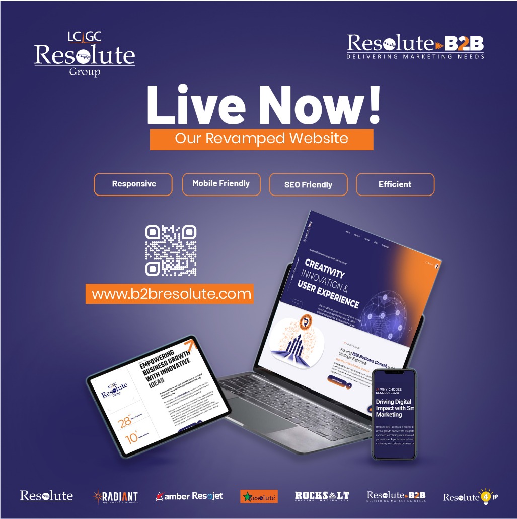 At #𝗥𝗲𝘀𝗼𝗹𝘂𝘁𝗲𝗕𝟮𝗕, we believe that impactful #marketing starts with #innovation &amp; solid digital presence. We’re thrilled to announce the launch of our #𝗿𝗲𝘃𝗮𝗺𝗽𝗲𝗱𝘄𝗲𝗯𝘀𝗶𝘁𝗲.
#LCGCResoluteGroup #NewWebsiteLaunch #leadgeneration #digitalmarketing #InnovateToGrow