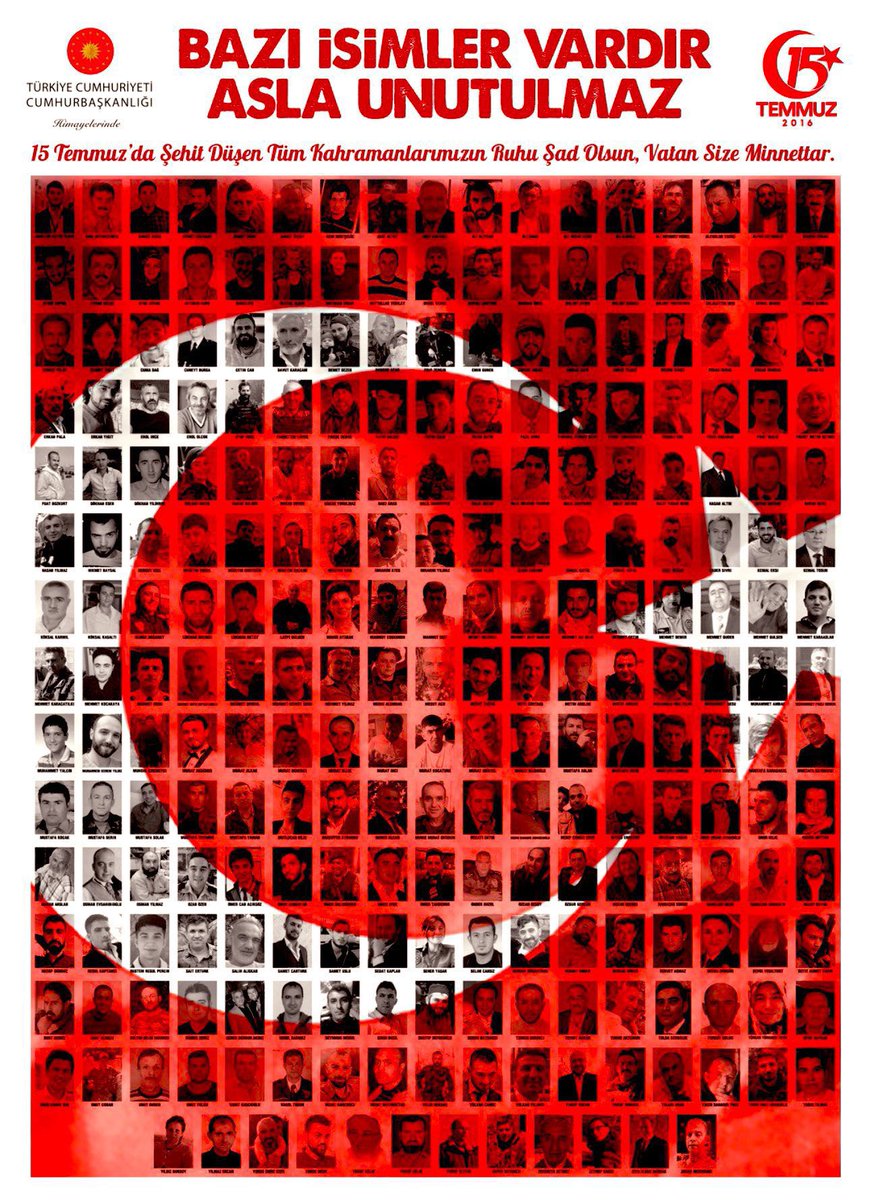 15 Temmuz hain darbe girişiminde şehit olan tüm kahramanlarımıza Allah’tan rahmet, gazilerimize ve darbe karşısında direnen tüm vatandaşlarımıza şükranlarımızı sunuyorum.