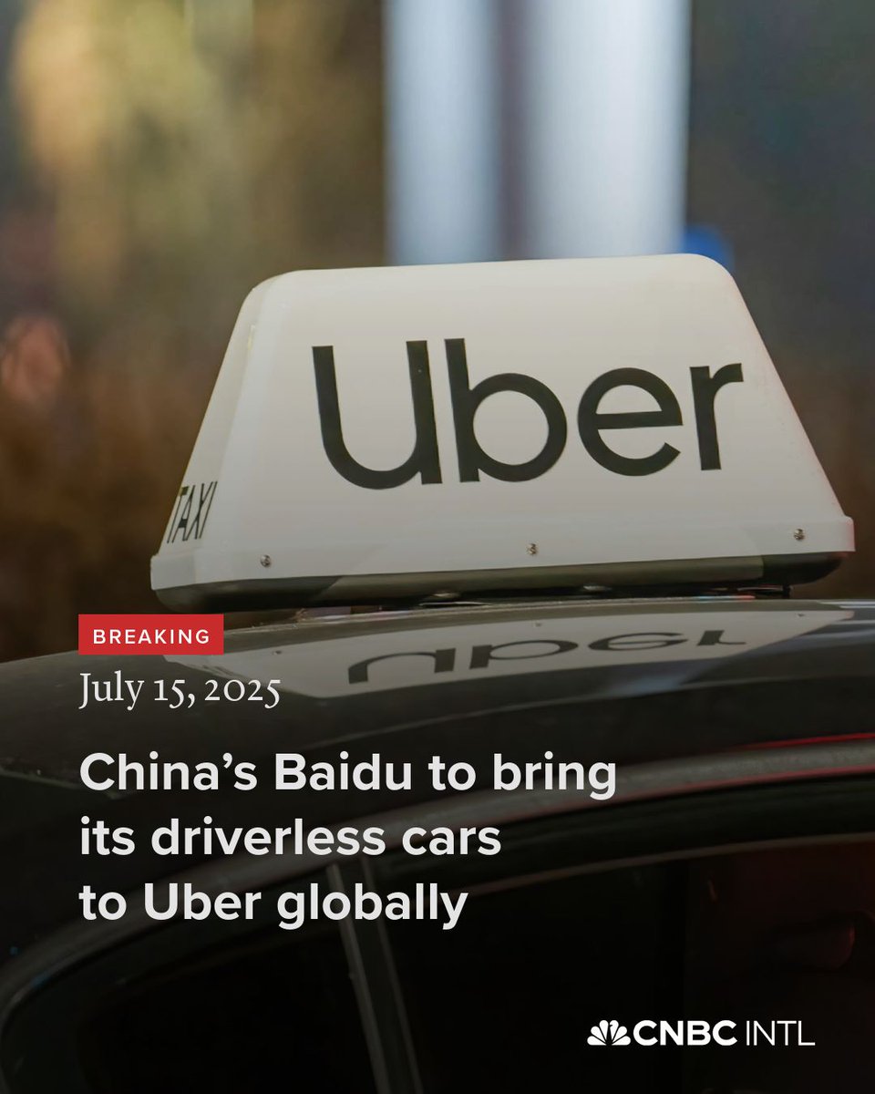 CNBC International (@cnbci) on Twitter photo Baidu has struck a partnership with Uber to deploy its autonomous cars on the ride-hailing giant’s platform outside the U.S. and mainland China.
Read <a href="/ArjunKharpal/">Arjun Kharpal</a>'s report here: cnb.cx/3UcNTB7 Baidu has struck a partnership with Uber to deploy its autonomous cars on the ride-hailing giant’s platform outside the U.S. and mainland China.
Read <a href="/ArjunKharpal/">Arjun Kharpal</a>'s report here: cnb.cx/3UcNTB7