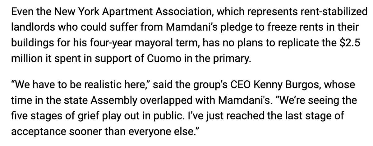 Nick Garber (@nick_garber) on Twitter photo <a href="/ZohranKMamdani/">Zohran Kwame Mamdani</a> as some big donors plot against Mamdani, other business groups are making nice or staying neutral — even <a href="/housingny/">Housing New York</a>, which reps stabilized landlords and spent $2.5M for Cuomo.
"We have to be realistic here," NYAA CEO <a href="/KennyBurgosNY/">Kenny Burgos</a> told <a href="/Eddie_Small/">Eddie Small</a>:
crainsnewyork.com/politics-polic… <a href="/ZohranKMamdani/">Zohran Kwame Mamdani</a> as some big donors plot against Mamdani, other business groups are making nice or staying neutral — even <a href="/housingny/">Housing New York</a>, which reps stabilized landlords and spent $2.5M for Cuomo.
"We have to be realistic here," NYAA CEO <a href="/KennyBurgosNY/">Kenny Burgos</a> told <a href="/Eddie_Small/">Eddie Small</a>:
crainsnewyork.com/politics-polic…