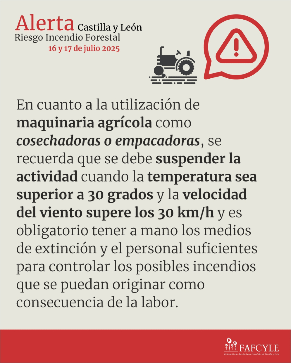 fafcyle's tweet image. La Junta declara alerta de riesgo de incendios forestales por causas meteorológicas los días 16 y 17 de julio en toda la Comunidad
Entre todos podemos reducir el riesgo de incendios este verano. ¡Gracias por tu compromiso y responsabilidad! 💚
Fuente: f.mtr.cool/kugyfncnrm