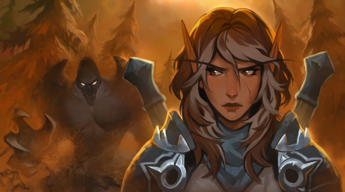 "No soul walks the Plaguelands unhunted." 
Loranni for <a href="/evesgiftedrib/">shion 🕸️</a> 
Thank you!
#worldofwarcraft #warcraftart #warcraft
