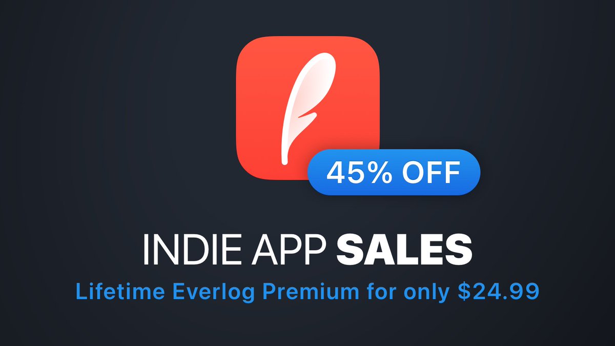EverlogJournal's tweet image. Happy Indie App Sales Day! Grab your Lifetime Subscription for just $24.99 โ that's 45% off!
๐ apple.co/3pmdUCn