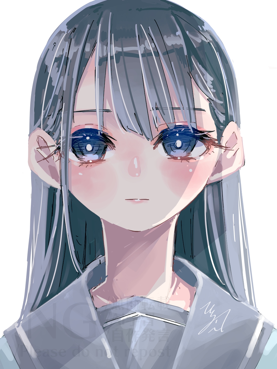 黒髪セーラー服 直筆原画 黒髪セーラー服の女の子 | SKIMA（スキマ）