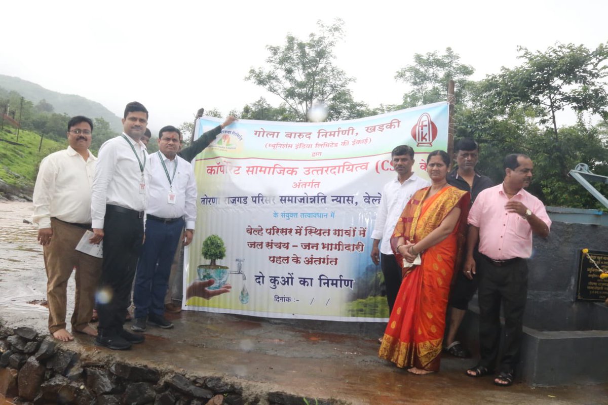 AFK_MIL's tweet photo. Under CSR Activity, Ammunition Factory Khadki, a unit of *MUNITIONS INDIA LIMITED*  has sponsored construction of wells at Velhe Taluka, Pune, of which one was handed over to the villagers of Wajeghar Khurd by Chief General Manager/AFK, Shri. Arun R. Thakur and AFK CSR TEAM. https://t.co/xcfL6CHPwO